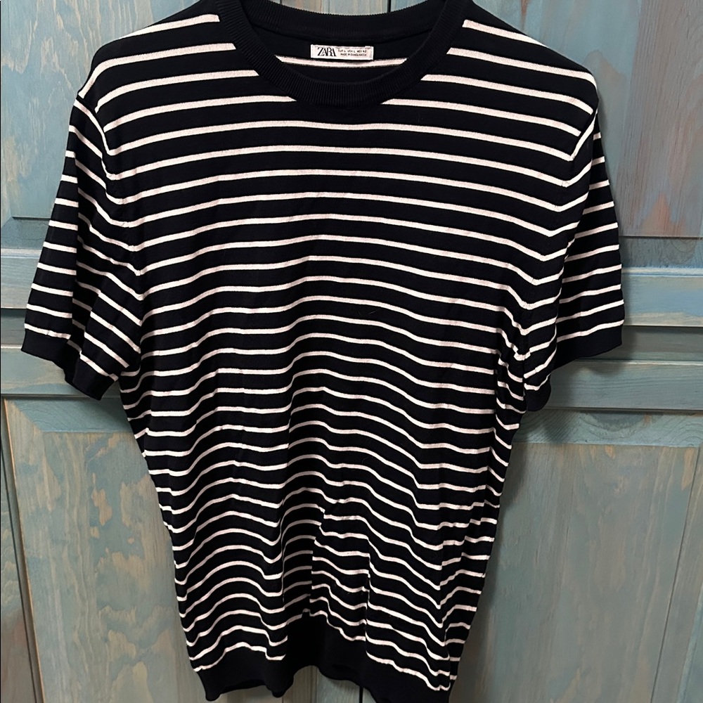 Zara Navy and White Striped Tee